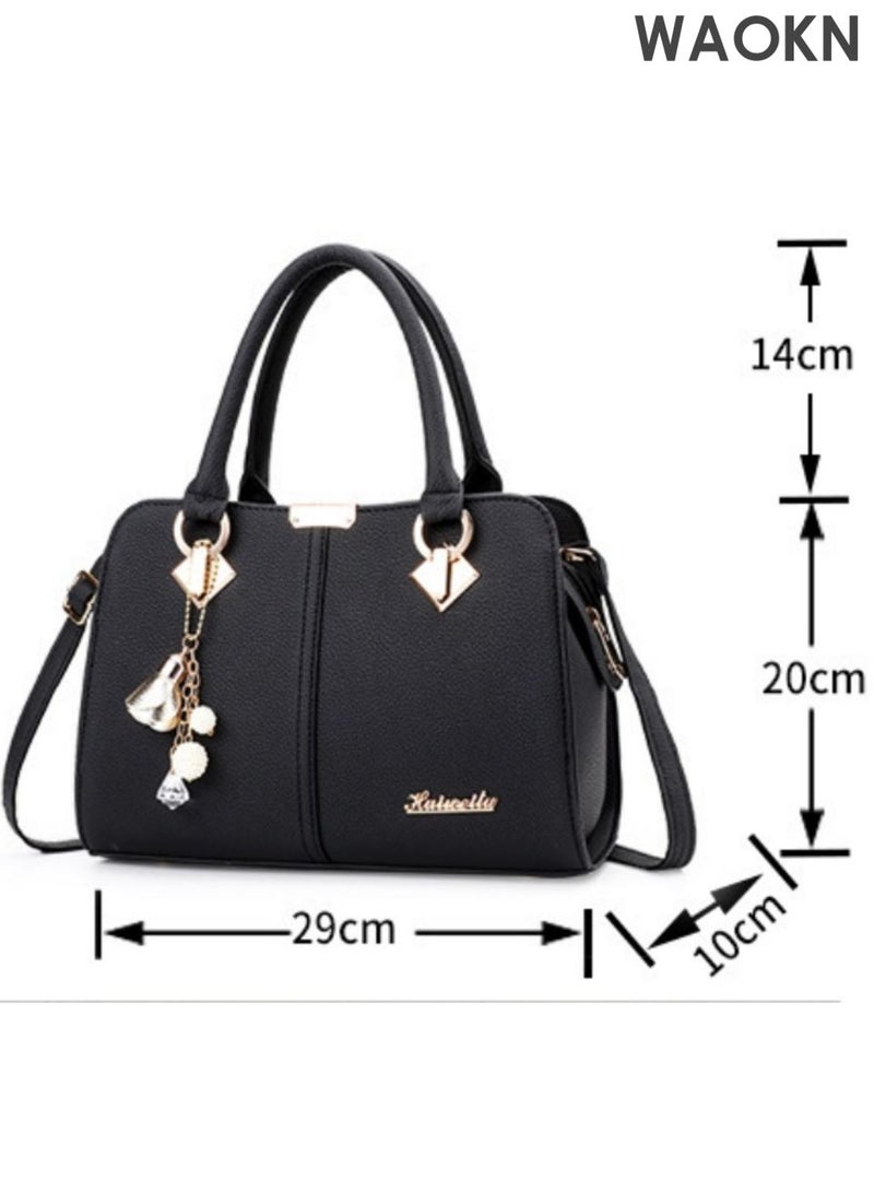 Elegant Women's Handbag Shoulder Bags , Backpacks Travel Bag , Shopper Satchel Messenger Messenger Bag , Pouch Waterproof PU Leather , Fashionable and versatile , large capacity handbag , unisex , black . - Image 2